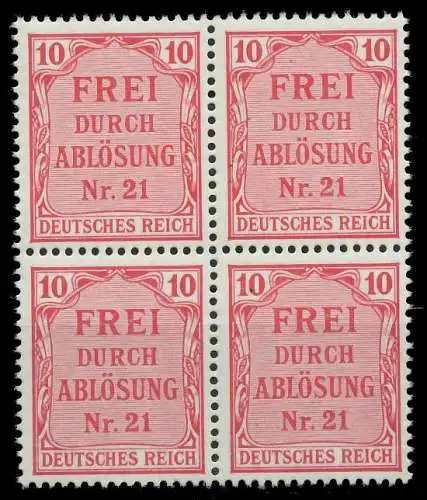 D-REICH DIENST Nr 4 postfrisch VIERERBLOCK 86F346