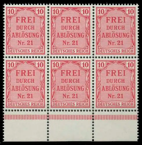 D-REICH DIENST Nr 4 postfrisch 6er-BLOCK URA 86F3BE