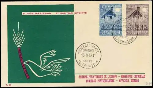 BELGIEN 1957 Nr 1070-1071 BRIEF FDC 08949E