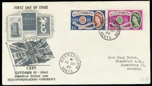 GROSSBRITANNIEN 1960 Nr 341-342 BRIEF FDC 0894EA