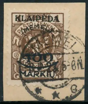 MEMEL 1923 Nr 128 zentrisch gestempelt Briefst³ck gepr. 4788FE
