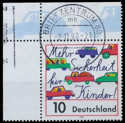 BRD BUND 1997 Nr 1954 zentrisch gestempelt ECKE-OLI 557F56