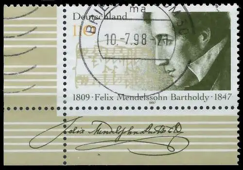 BRD BUND 1997 Nr 1953 gestempelt ECKE-ULI 558116