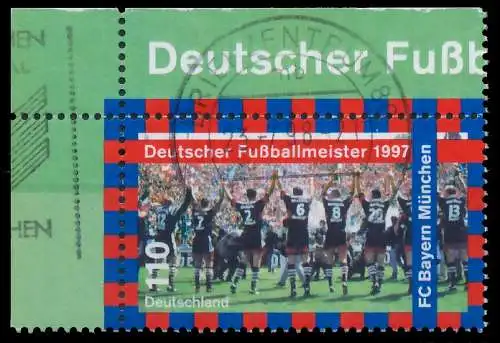 BRD BUND 1997 Nr 1958 zentrisch gestempelt ECKE-OLI 5580FA