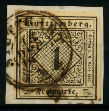 WÜRTTEMBERG AUSGABE VON 1851 Nr 1b zentrisch gestempelt BRFS 7112BA