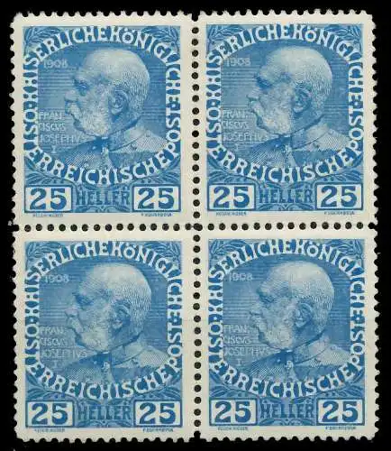 ÖSTERREICH 1908 Nr 147vPII postfrisch VIERERBLOCK 7A1342