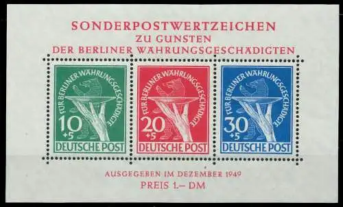 BERLIN BLOCK KLEINBOGEN Block 1 postfrisch gepr. 875EEA