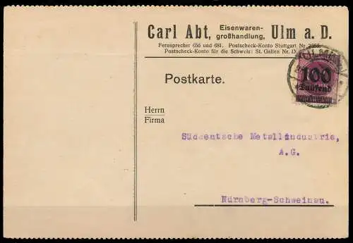 DEUTSCHES REICH 1923 INFLA Nr 289a BRIEF EF ATT 2BF8EA