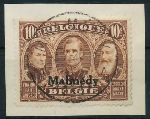 BELGISCHE BES.-POST MALMEDY Nr 14 zentrisch gestempelt Briefst³ck 425E76