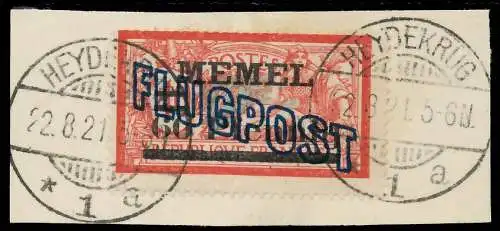 MEMEL 1921 Nr 41yIII zentrisch gestempelt Briefst³ck ATTEST 472D1A