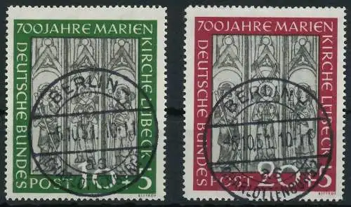 BRD BUND 1951 Nr 139-140 zentrisch gestempelt gepr. 69B75A