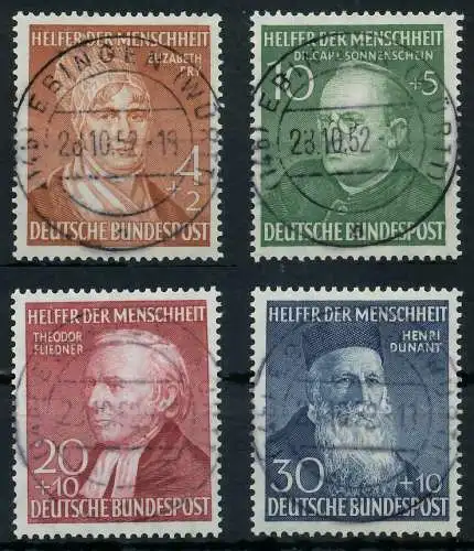 BRD BUND 1952 Nr 156-159 zentrisch gestempelt gepr. 69B792