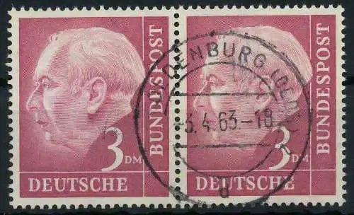 BRD BUND DS HEUSS 1 Nr 196x zentrisch gestempelt WAAGR PAAR 69B8C6