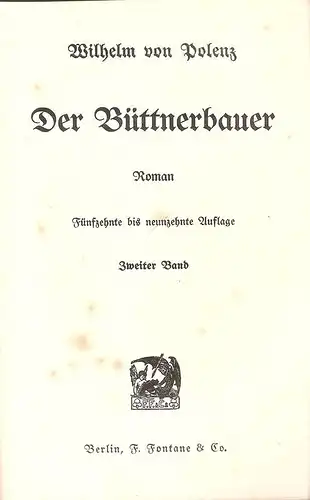 Polenz, Wilhelm von: Der Büttnerbauer. Roman. Bd.2. (Bibliothek August Scherl ; 541). 