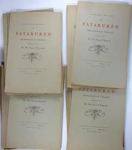 Upmark, Gustaf / Lindblom, Andreas (Hg.): Fataburen. Kulturhistorisk Tidskrift. Jahrgänge 1923 - 1930 in 24 Heften (komplett) +  Register till Meddelanden fran Nordiska museet 1884-1903 och Fataburen 1906-1930 utarbetat av Ola Bannbers. 