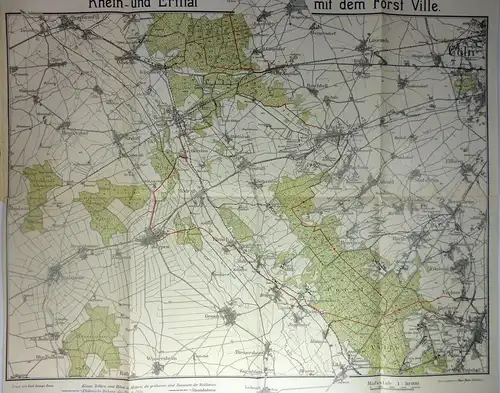 (ohne Autor): Zwischen Rhein und Erft. Plan und Verzeichnis von Wanderungen im Gebiete der linksrheinischen Vorortbahnen, Cöln-Rh. 