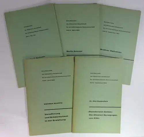 Kölnische Gesellschaft f. christl.-jüd. Zusammenarbeit (Hrsg.): Schriftenreihe d. Köln. Ges. f. christl.-jüd. Zusammenarbeit.Heft 2, April 1959: Schütz, Werner: Versöhnung und Brüderlichkeit in der Erziehung.Heft 4...