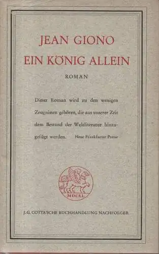 Giono, Jean: Ein König allein. 