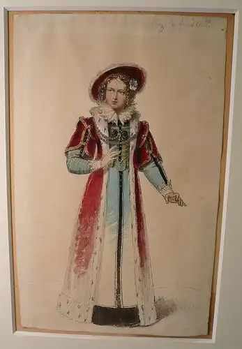 Daffinger, Moritz Michael (1790 Wien 1849),, Kostümentwurf "Herzogin zu Friedland" zu Schillers Wallenstein