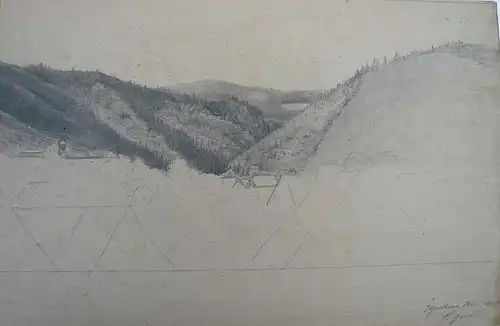Goos, Berend (1815 - Hamburg - 1885),, Ilsenburg (Harz). Bleistiftzeichnung, laviert