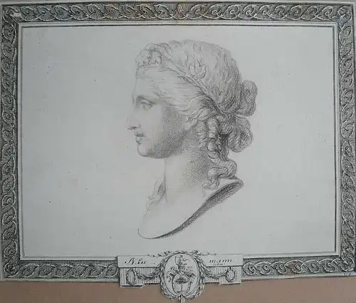 Naumann, Friedrich (1750 Blasewitz - 1821 Ansbach),, Frauenbüste in klassizistischer Manier. Bleistiftzeichnung