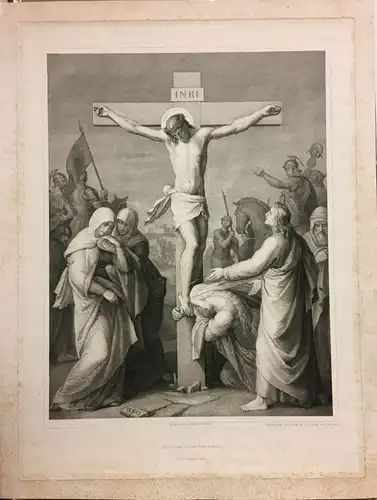 Barfus, Paul (1823 Nürnberg - 1895 München),, Die Kreuzigung Christi nach einem Gemälde von Julius Schnorr von Carolsfeld, 1843. Kupferstich gedruckt von Fr. Felsing, München