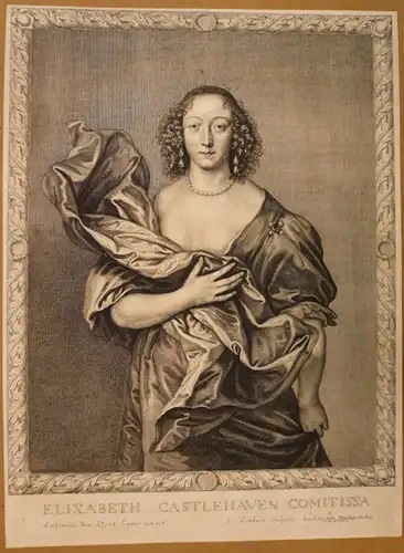 Lombard, Pierre (um 1613 - 1682 Paris),, Elisabeth Castlehaven Comitissa. Radierung nach einem Gemälde von Anton van Dyck