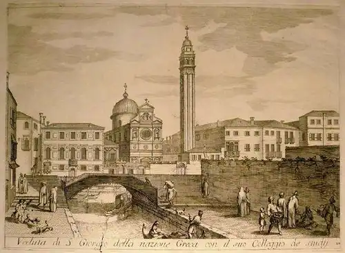 Lovisa, Domenico (1690 Venedig 1750),, Veduta di San Giorgio della nazione Greca con il suo Colleggio de studij. Kupferstich