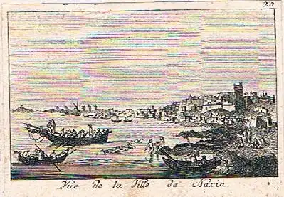 Choiseul-Gouffier, Marie Gabriel Florent Auguste de (1752-1817),, Vue de la Ville de Naxia. Kupferstich Nr. 20 aus dem 1. Band der "Voyage Pittoresque de la Grèce" von Francois Decquevauvillier nach einer Zeichnung von Jean-Baptiste Hilair