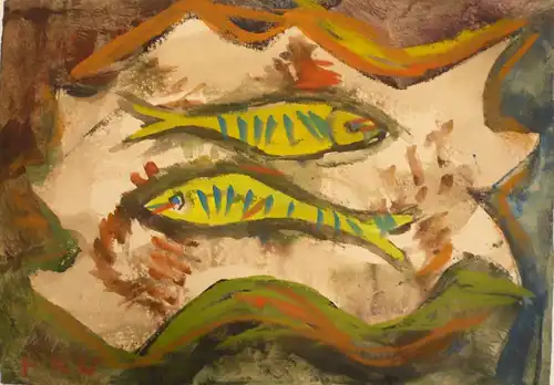 Gotsch, Friedrich Karl (1900 Priest - 1984 Schleswig),, Zwei Fische. Gouache