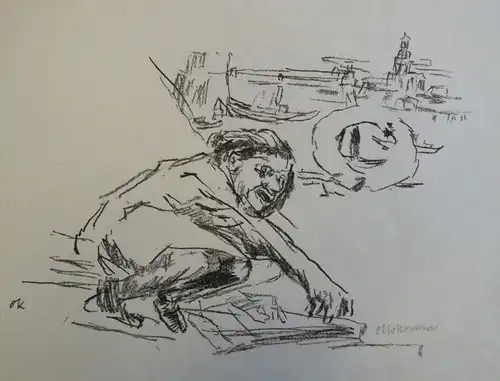 Kokoschka, Oskar (1886 Pöchlarn b. Wien - 1980 Montreux),, Stürzende Frau. Lithographie