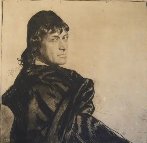 Schmutzer, Ferdinand (1870 - Wien - 1928),, Josef Kainz als Hamlet. Kaltnadel-Radierung