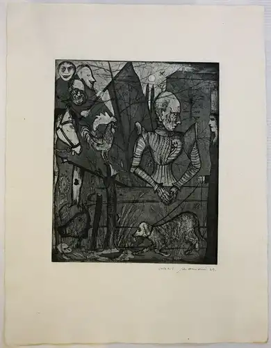 Schamoni, Albert (1906 Hamm - 1945 an der Ostfront vermisst ),, Don Quichotte. Radierung