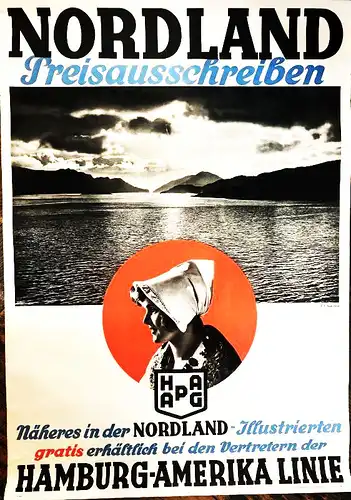 Etbauer, Theodor Paul (1892 Stuttgart - 1975 Brugg-Rothentö,, Preisausschreiben für eine Fahrt mit der Hamburg-Amerika-Linie. / Näheresin der Nordland-Illustrierten gratis erhältlich bei den Vertretern der...