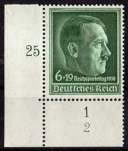 Deutsches Reich, Michel Nr. 672 Eckrandstück  u.l. ungebraucht mit Falz.