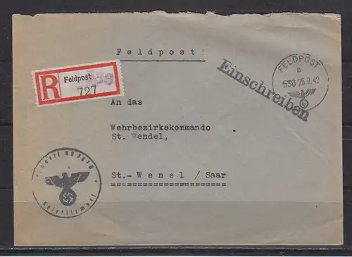 Deutsches Reich  Brief II.WK Feldpost 536