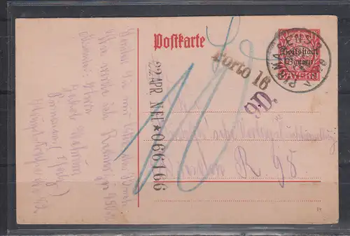 Altdeutschland Bayern 1919 Nr GZS P 107 Nachporto Rundstempel (Datum und/oder Ort klar) Bayern P 107 o