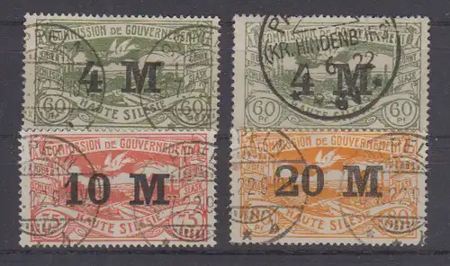 Oberschlesien 1922 Nr 41a+b/43a o Rundstempel (Datum und/oder Ort klar) Oberschlesien 41/43 o