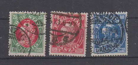 Deutsches Reich 1921 Nr 63/65 Rundstempel (Datum und/oder Ort klar) Danzig 63/65 o