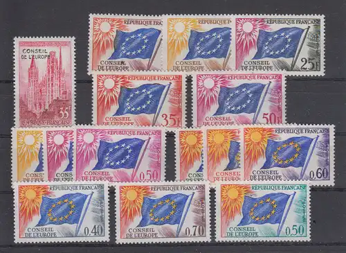 Frankreich Dienstmarken Europarat 1858-1971 Nr 1/15 ** Postfrisch / ** Frankreich Europarat 1-15