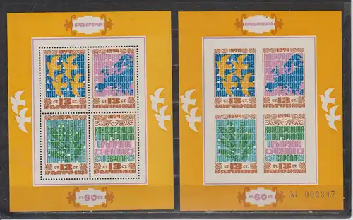 Bulgarien 1974 Nr Block 53A+B ** Postfrisch / ** Bulgarien Bl. 53A+B