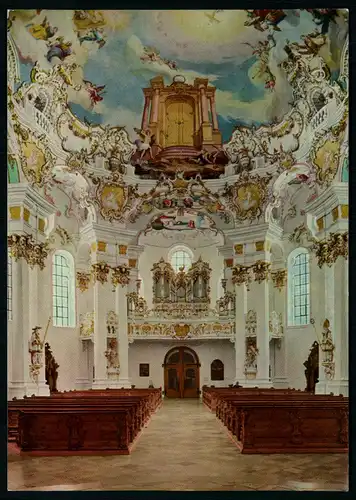 AK    Die Wies - Wallfahrtskirche des Prämonstratenserklosters Steingaden - Blick vom Chor nach Westen zur Orgelempore ..... [ H897 ]