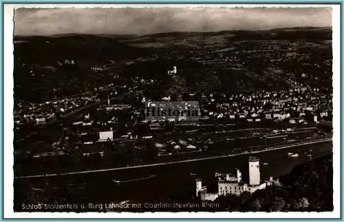 [Ansichtskarte] Schloß Stolzenfels / Burg Lahneck mit Oberlahnstein am Rhein. 