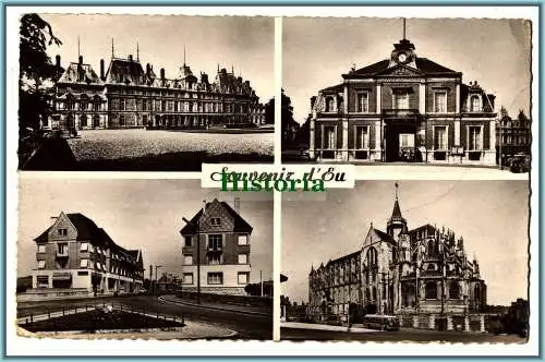 [Ansichtskarte] Souvenir d'Eu - Le Chateau / L'Hôtel de Ville- 1959. 