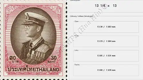 Freimarke: RAMA IX - 9.Serie 30B -1.DRUCK GBP 4er ECKRAND U.L.- (**)