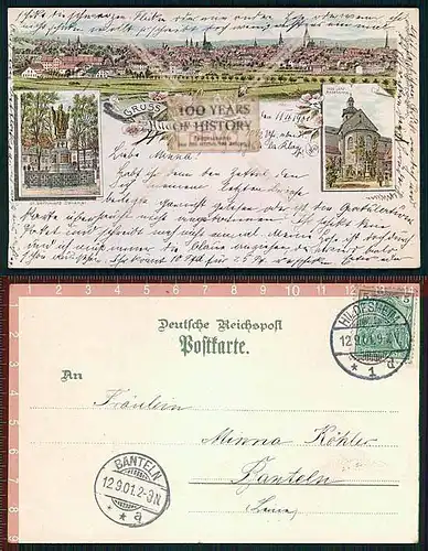Orig. AK Hildesheim St. Bernwardsdenkmal 1000 jähriger Rosenstock gel. 1901