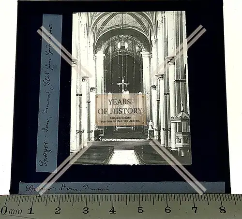 Orig. Glas Dia 1890-1910 Speyer am Oberrhein Dom Innen Ansicht