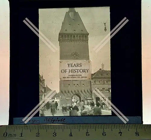 Orig. Glas Dia 1890-1910 Speyer am Oberrhein Altpörtel westliche Stadttor