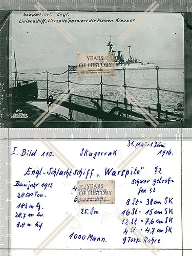 Foto Englisches Schlachtschiff Warspite Skagerrak Kriegsschiff Kaiserliche Mari