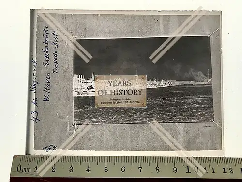 Orig. Glas Dia Torpedoboote Wilhelmshaven 1916 Gazellenbrücke 1. Weltkrieg Kai